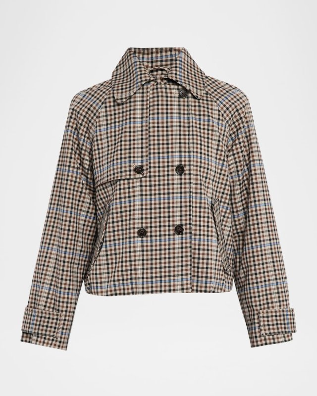 Jett Cropped Check Trench Coat